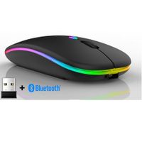 Wireless Bluetooth with USB Rechargeable RGB Mouse BT5.2 for Laptop Computer PC Macbook Gaming Mouse 2.4ghz (Black)