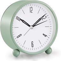 Alarm Clock, 4 inch Super Silent Non Ticking Small Clock with Night Light, Battery Operated, Simply Design, for Bedroom, Bedside, Desk, (Green)