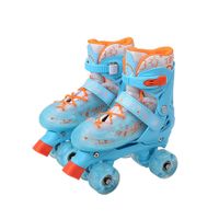 SizeM(31-34) Ice Blue Double-Row Roller Skates Shoes,4 Sizes Adjustable Roller Skating,Suitable For Beginners
