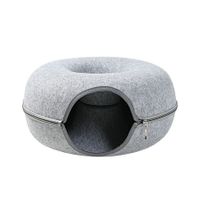 Natural Felt Pet Cat Tunnel Nest Bed,Funny Round Felt pet nest,Small Dogs Pets Supplies(Light Grey)