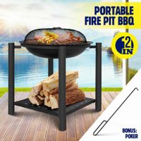 Fire Pit BBQ Grill Portable Fireplace Outdoor Patio Heater Camping Smoker Brazier 26 Inch