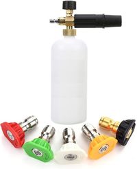 Foam Cannon with 1/4 Inch Quick Connector, 1 Liter, 5 Pressure Washer Nozzle Tips