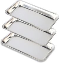 Stainless Steel 3 Pack Tray Plate Instruments Tools Tray Organizer