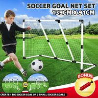 Portable Soccer Goal Nets 2-in-1 Mini Football Backyard Goals Set Easy Assembly for Kids Adult 139.5 x 91.3 cm
