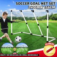 Portable Soccer Goal Nets 2-in-1 Pop-up Football Goals Set Easy Assembly for Kids Adult 240x156x83cm