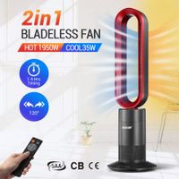 2 in 1 Bladeless Tower Fan Electric Cool Air Hot Heater Timer Remote Control Oscillation