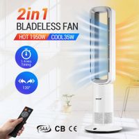 2 in 1 Bladeless Electric Tower Fan Cool Air Hot Heater Remote Control Timer Oscillation
