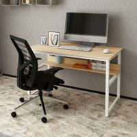 LUXSUITE Computer Desk Oak Gaming Writing Study Table Modern Home Office Workstation