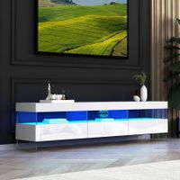 White TV Cabinet LED Entertainment Unit Storage Stand Console Bench 3 Drawers Modern High Gloss Front