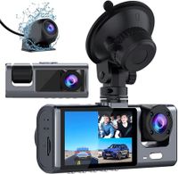 3 Channel Dash Cam Front and Rear Inside 1080P Three Way Triple Car Camera with IR Night Vision Loop Recording