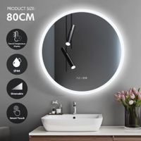 LUXSUITE Bathroom Mirror LED Fogless Smart Round Wall Mounted for Vanity Shower Salon 80cm