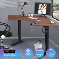 L Shaped Standing Desk Electric Corner Sit Stand Computer Table Motorised Height Adjustable Home Office Wood Colour