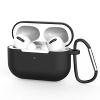 Airpods Pro Case with Keychain Silicone Skin Case Cover Shock-Absorbing Front LED Visible(Black)