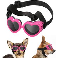 Dog Sunglasses UV Protection Goggles with Adjustable Strap Doggy Heart Shape Doggie Windproof Glasses, Pink