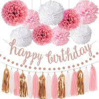 Pink Rose Gold Birthday Party Decorations Set for Birthday Party Decorations