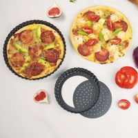 3 pcs Non-Stick Quiche Pan  Round cake mold Pizza Pan with Removable Bottom Pizza Pan for Baking Wedding Cake