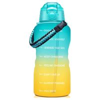 Large Water Bottle With Drawstring Handle And Removable Straw,With Time Marker To Ensure You Drink Enough Water(Random Style)