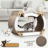 Cardboard Cat Scratcher Lounge Bed Cave House Tunnel Scratching Furniture Cat Head Shape