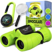 Binoculars for Kids, Set with Magnifying Glass And Compass (Green)