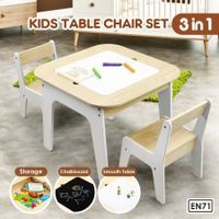 Kidbot Lego Table and Chair Set Childrens Kids Activity Play Centre Wooden Multifunctional Desk with Storage Space