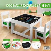 Kidbot Childrens Table and Chair Set 2 in 1 with Chalkboard Wooden Kids Multifunctional Desk Activity Play Centre