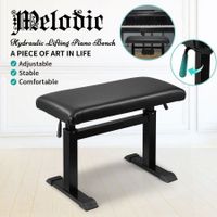 Melodic Piano Bench Hydraulic Lifting Keyboard Stand Stool Chair Height Adjustable Seat PU Leather Black