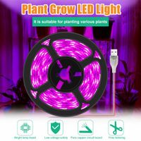 3M LED Plant Grow Light Strips,Waterproof  Full Spectrum Growing Lamp for Indoor Plants Succulents Hydroponics Greenhouse Gardening USB Bars