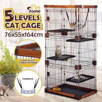 Petscene Large 5-Tier Cat Cage House Wire Pet Crate Rabbit Hutch Kennel Playpen with Hammock