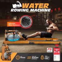 Genki Foldable Wooden Water Rowing Machine Rower Home Gym LCD App Control Adjustable Resistance