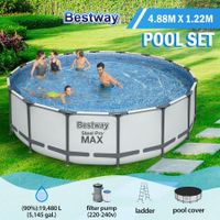 Bestway Above Ground Swimming Pool Portable Backyard Outdoor Pool Set with Filter Pump 4.88x1.22m