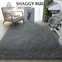 Shaggy Fluffy Area Rug Large Floor Mat Living Room Carpet Bedroom Grey 240X330CM