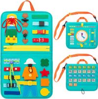 Busy Board Sensory Bag for Toddlers,Sensory Activity Developing Board for Preschool,Montessori Learning Early Education Toys,Travel Toys for Girls & Boys,Baby Gift