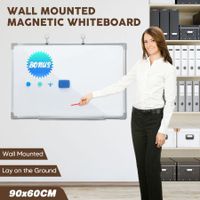 Single Sided Magnetic Whiteboard Interactive Wall Mounted Dry Erase White Board for Teaching Office Drawing 90cmx60cm