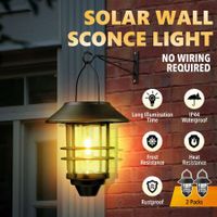 Outdoor Solar Wall Light Lantern Sconce Hanging Garden Lamp Outside Patio Fence Porch Waterproof with Light Sensor 2PCS