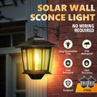 Solar Outdoor Wall Light Sconce Hanging Lantern Garden Outside Lamp Patio Fence Porch Waterproof with Light Sensor 2PCS
