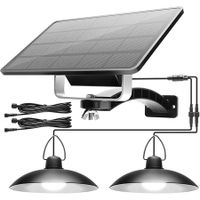 Double Head Solar Pendant Lights, Indoor Outdoor Solar Lights, IP65 Waterproof LED Hanging Lights for Gazebo, Storage