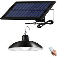 Solar Pendant Light with Remote Control, Dimmable Shed Light Waterproof Solar Powered for Garden Patio Corridor Pathway