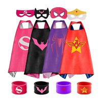 Kids Superhero Capes Set Bracelets for Girls Halloween Birthday Party Costumes