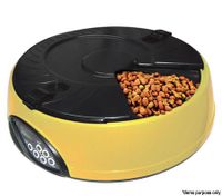 6 Compartment Programmable Pet Feeder with Recordable Message and Built-In Microphone