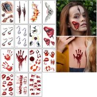 45 Sheets Halloween Waterproof Temporary Tattoos, Horror Realistic Fake Bloody Wound Stitch Scar Scab Black Spider Tattoo Sticker