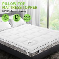 Double Size Mattress Topper Pillowtop Bed Pad Mat Soft for Back Pain White Luxdream 900gsm