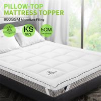 Mattress Topper King Single Size Soft Bed Mat Pad Pillowtop for Back Pain White Luxdream 900gsm