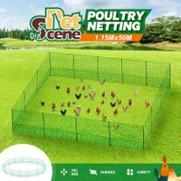 Chicken Fence Hen Poultry Coop Farm Runs Mesh Cage Net Habitat Safe House Turkey Breeding Pen 1.15m x 50m