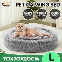 Pet Dog Cat Bed Calming Donut Doughnut Puppy Cave Nest Soft Plush Warm Comfy Washable