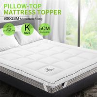 King Size Mattress Pillowtop Bed Topper Mat Pad Soft for Back Pain White Luxdream 900gsm