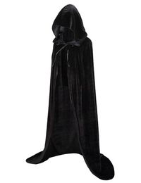 Unisex Full Length Velvet Hooded Cape Halloween Christmas Cloak Vampire Witch Cosplay Costume for Adult Men and Women Size L(150cm)