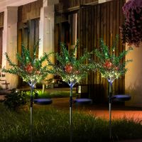 2pcs Christmas Solar Garden Lights Tree Outdoor Multi-Color Changing LED Stake Lights Flower