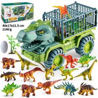 Dinosaur Transport Truck Playset - Oversized Toy for 3-10 Year Old Boys Girls Kids - Monster Truck with 15 Dinosaur Figures