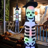 Halloween LED Flashing Light Scary Hanging Ghost Skeleton Halloween Costume Party Dress Up Glowing Skull Hat Lamp Horror Props
