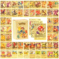 55 PCS Gold Foil Card Assorted Cards TCG Deck Box Pokemon Cards